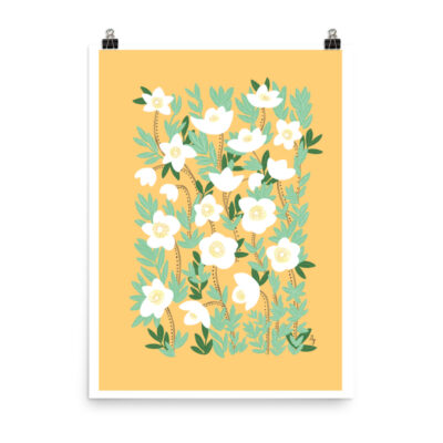 Add a gorgeous accent to any room in your home with this Lemonade Orange Wildflowers Art Print that is sure to brighten any environment. #flowerartprint #wildflowerartprint #flowerposter #orangeflowerartprint