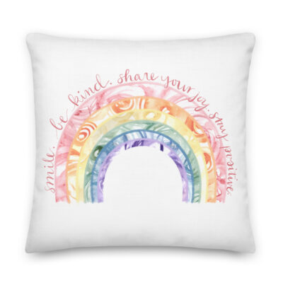 Watercolor Rainbow Pillow white