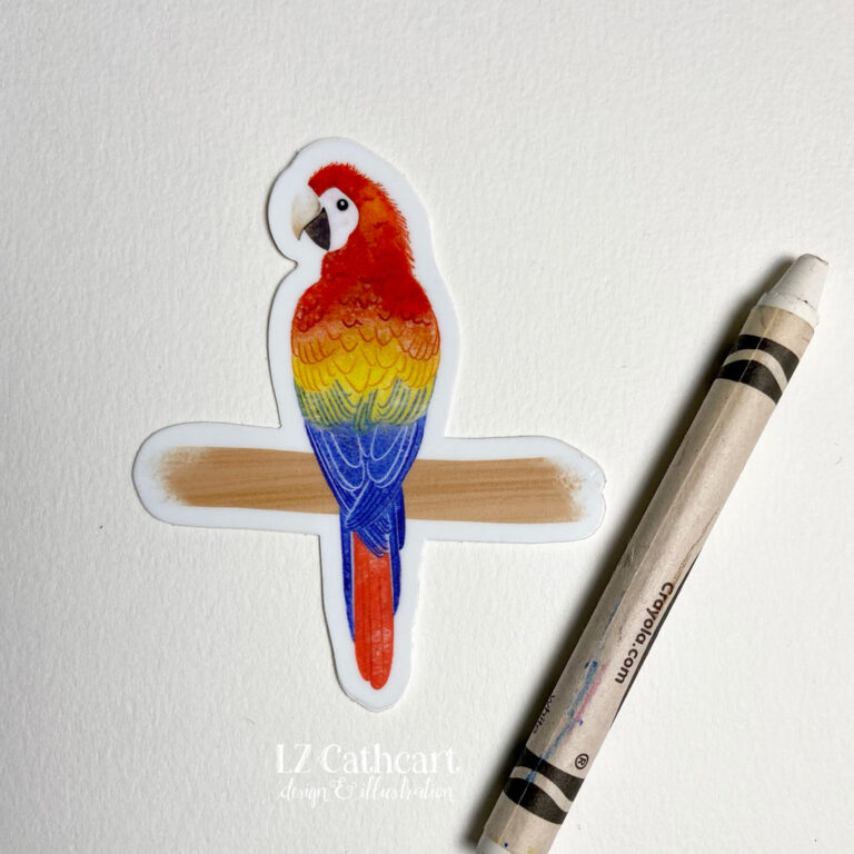 red macaw sticker white