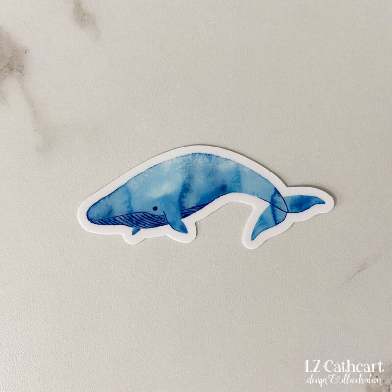 watercolor blue whale