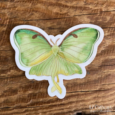 green moth vinyl sticker