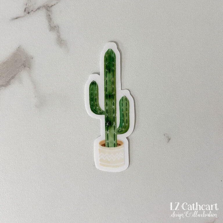 potted cactus sticker