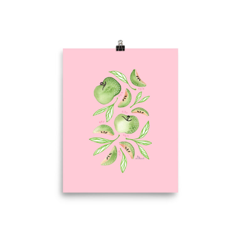 green apple art print