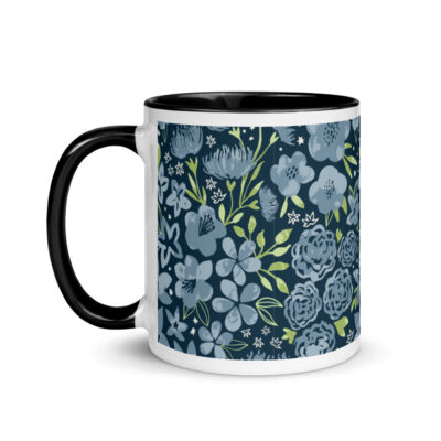 navy flower mug