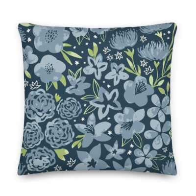 navy flower pillow
