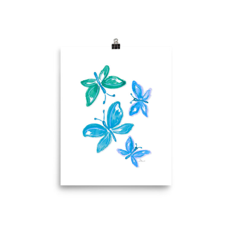 blue butterfly art print
