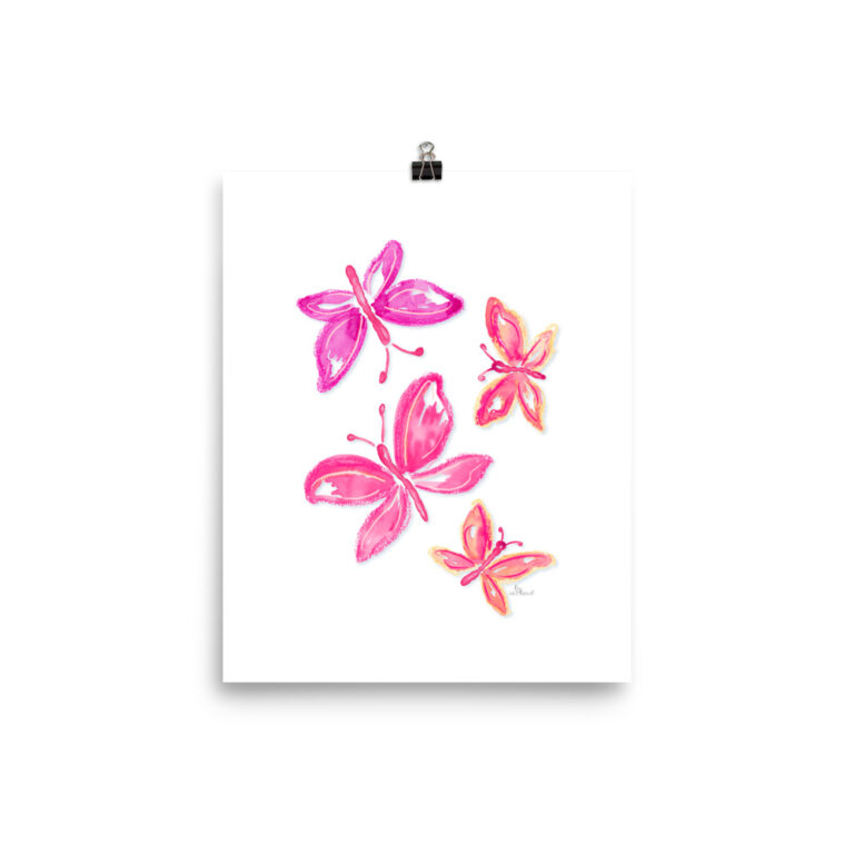 pink butterfly art print