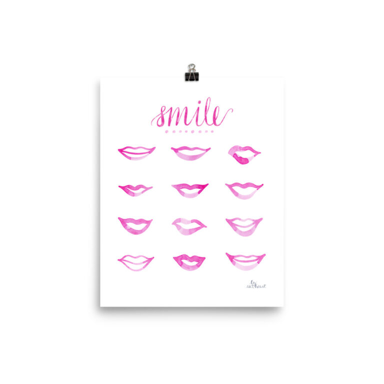 pink lips art print