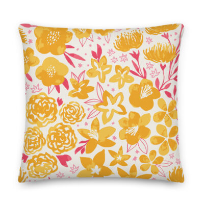 yellow floral pillow