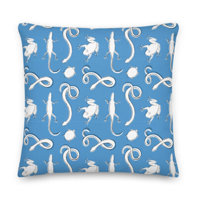 blue reptile pillow