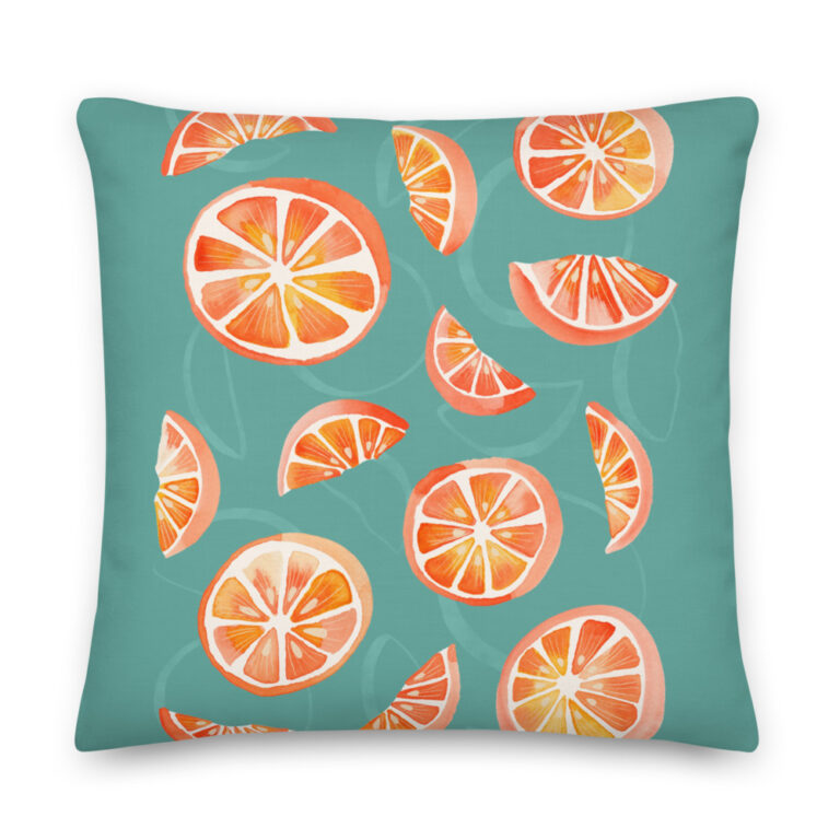 aqua orange pillow