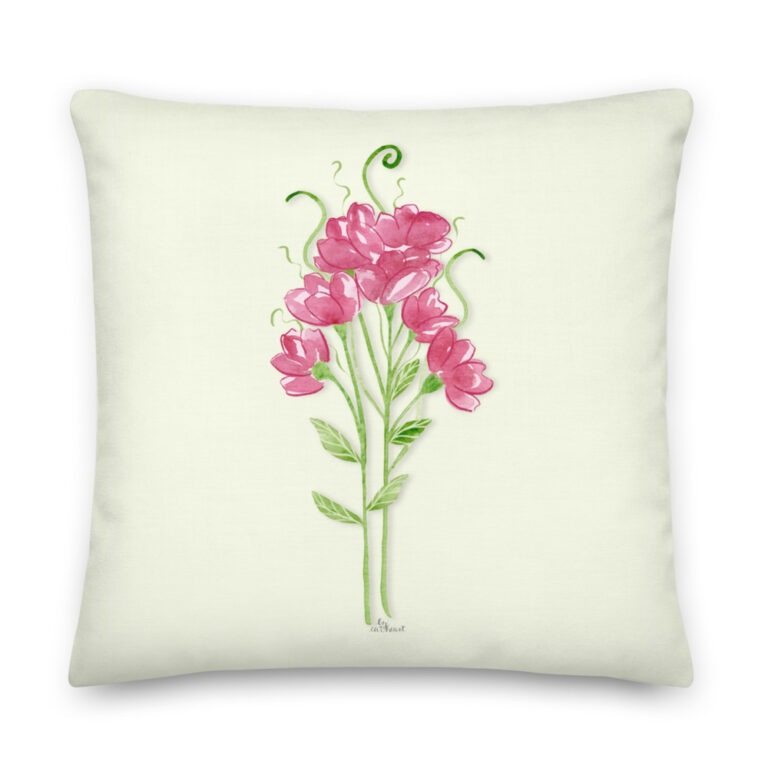 pink sweet pea pillow