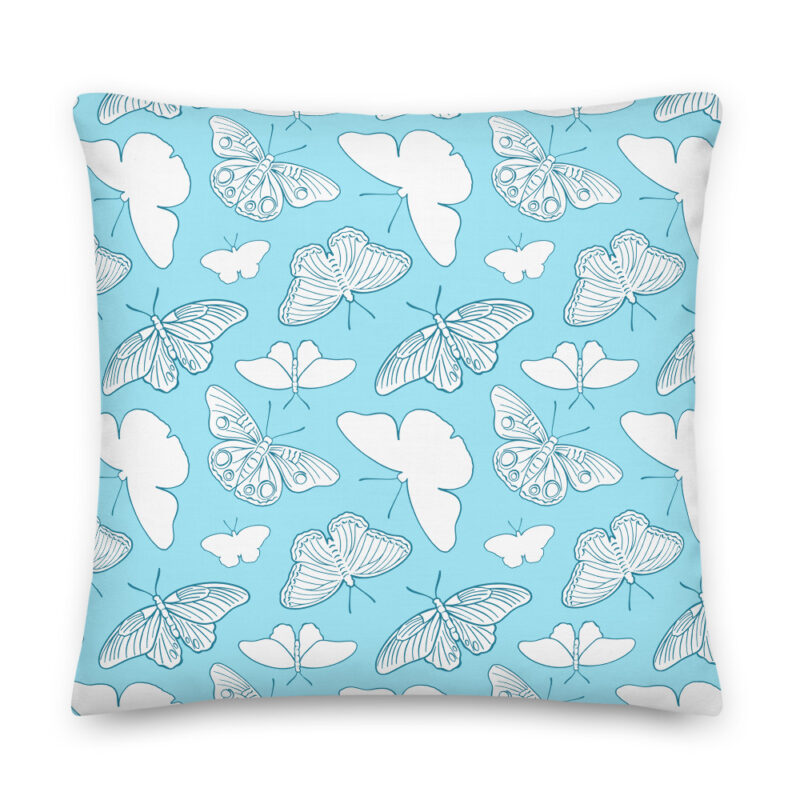 butterfly blue pillow