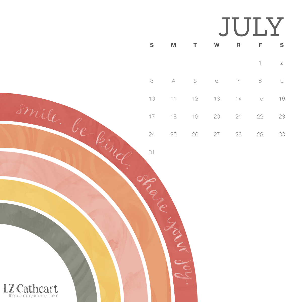 FREE July Calendar Download: Desktop and Smartphone Backgrounds