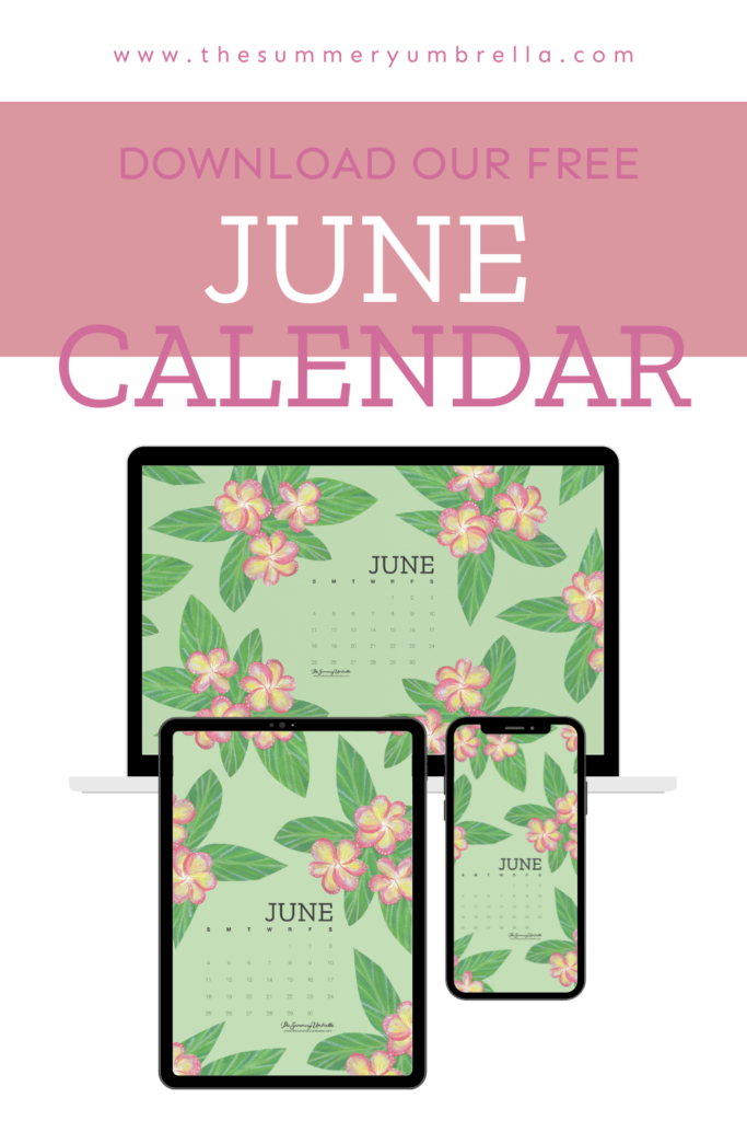 Why hello, June! Start your month off right with this downloadable June Calendar for your desktop and smartphone. Did I mention that it's FREE? #junecalendar #freebie #digitalcalendar #phonecalendar #desktopcalendar #freedownload