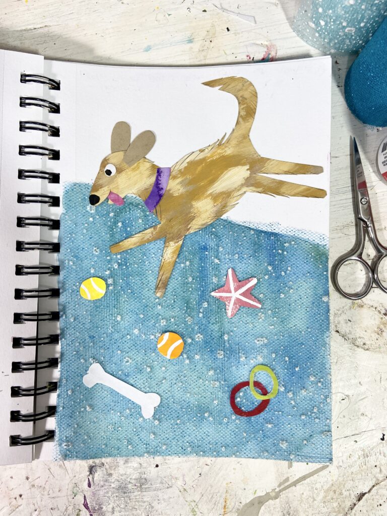 visual journal examples dog in pool
