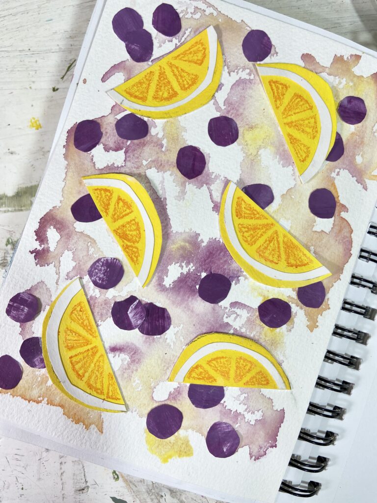 lemons and blueberries paper art