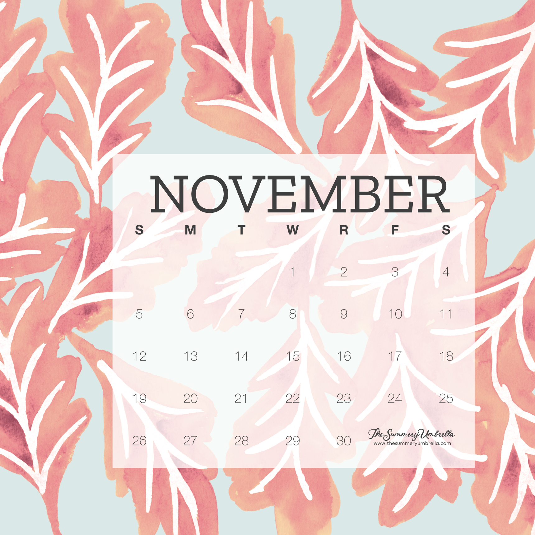 Get Your Free Downloadable November Calendar Now!