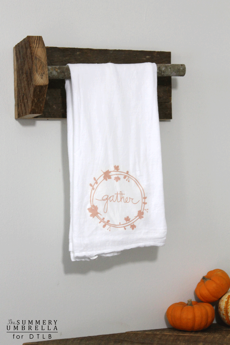 Easy Iron On DIY Gather Tea Towel For Your Fall Kitchen