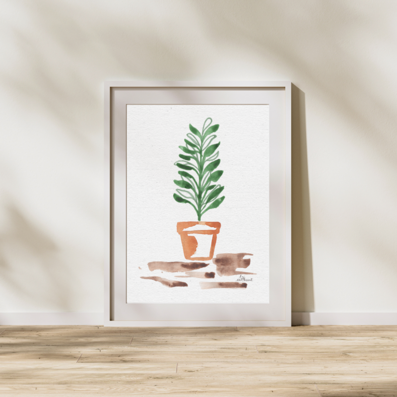 Elegant and minimalist art print of a 'Potted Ficus Plant' - perfect for adding greenery to your decor.