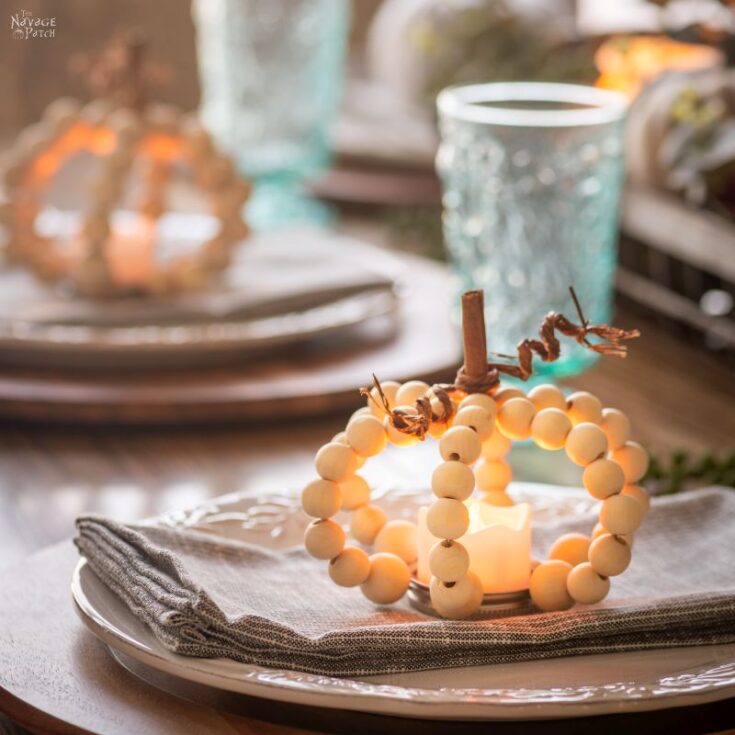 wood bead pumpkins
