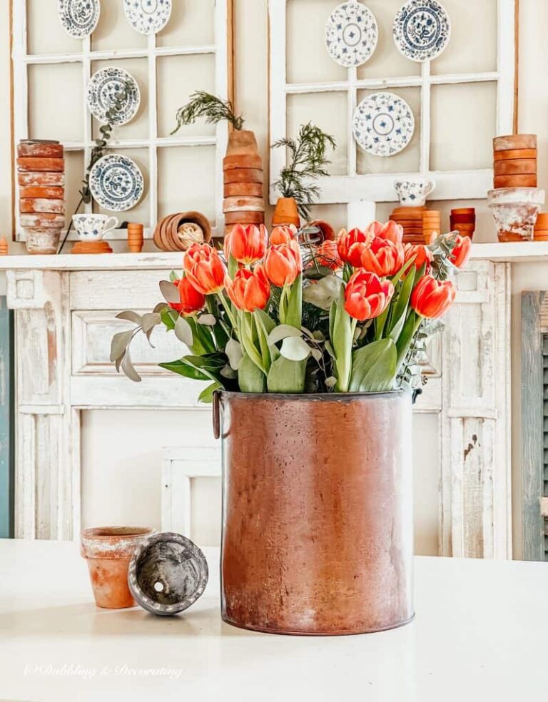 tin vase flower centerpiece