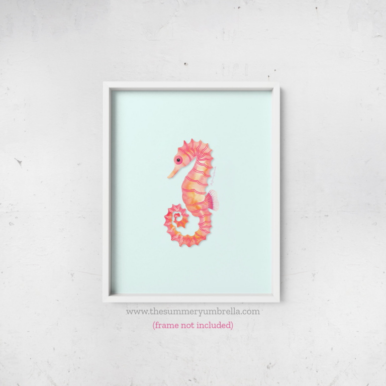 Pink Seahorse Art Print