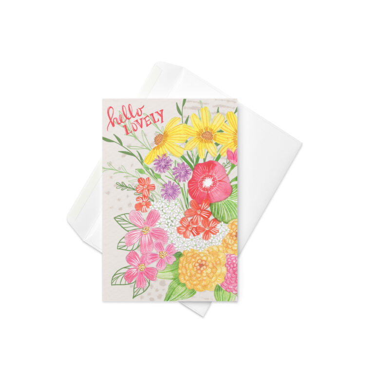 Hello Lovely with Wildflowers Greeting Card