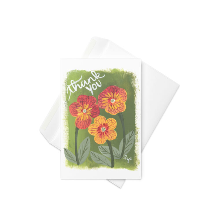 Orange Flowers Thank You Greeting Card